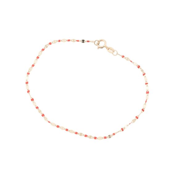 GOLDEN CLEF Red Made In Italy 14k Gold Red Enamel Delicate Bracelet - Picture 1 of 2